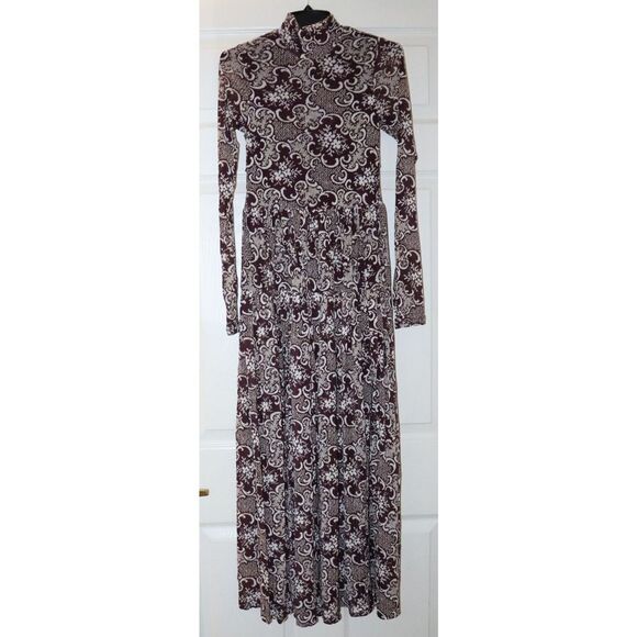 Rebecca Taylor Women's Sz XS Red Rochelle Fleur Pleated Mock Neck Dress - Picture 4 of 12